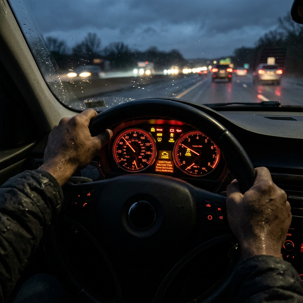 Flashing dashboard warning lights before breakdown