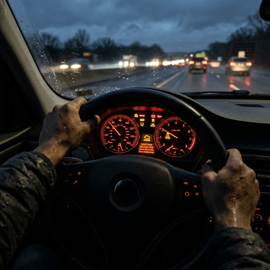 Flashing dashboard warning lights before breakdown