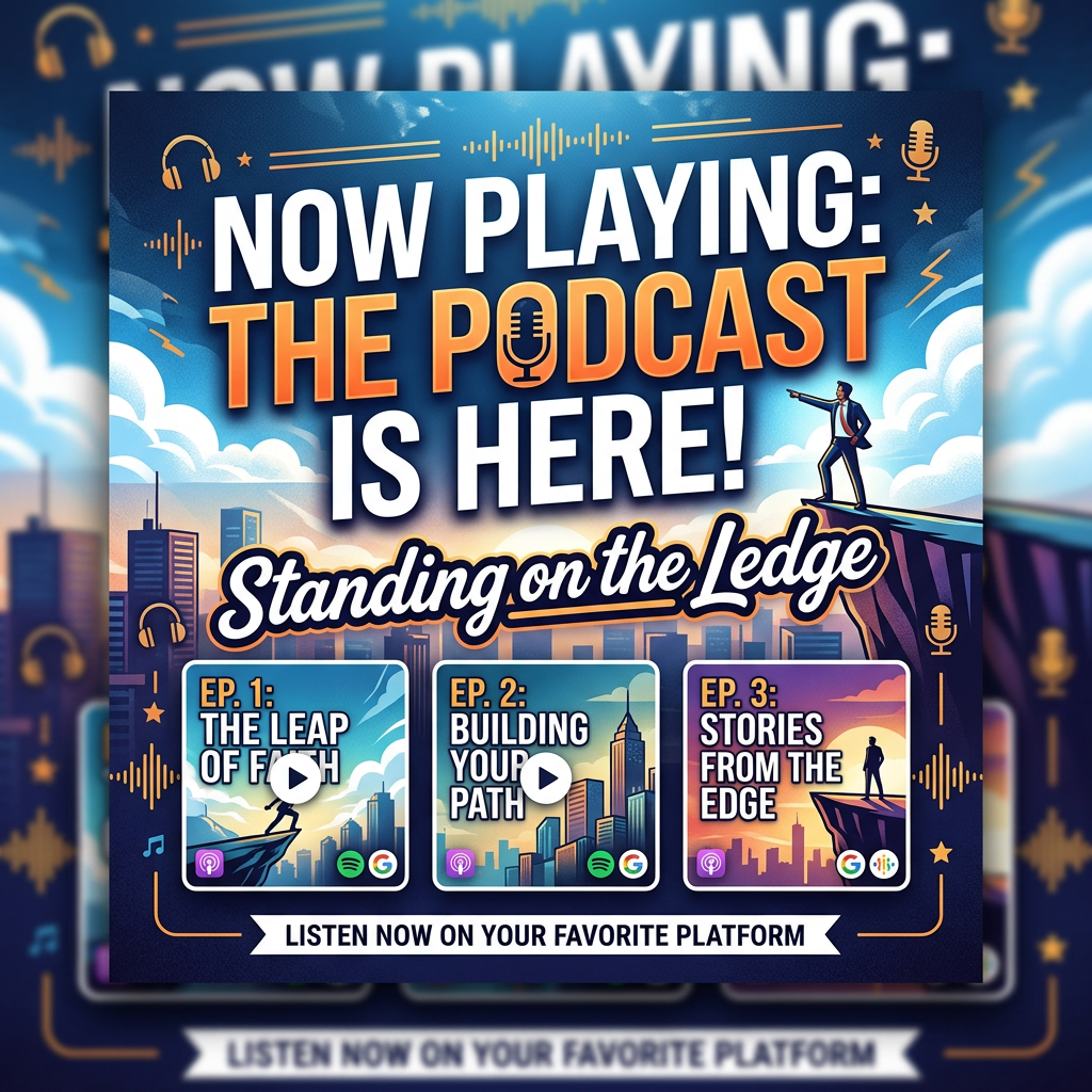 Now Playing: The Podcast Is Here! Standing on the Ledge; Ep. 1: The Leap of Faith; Ep. 2: Building Your Path; Ep. 3: Stories from the Edge; Listen Now on Your Favorite Platform.